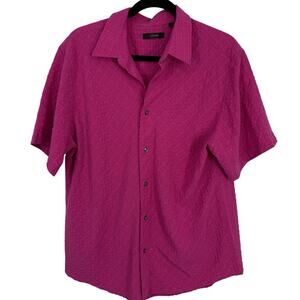 Cezani Short Sleeve Button Up Shirt Mens size Large Pink Check Pattern